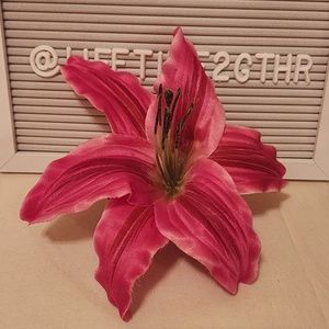 Floral Large Pink Lily Handmade Hair Clip